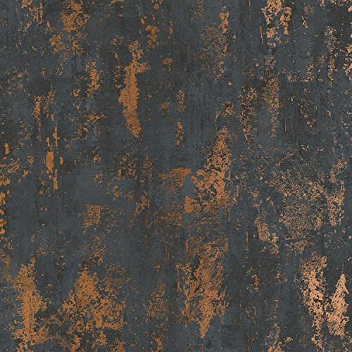 Copper Metallic Marble Wallpaper Home Industrial Concrete Effect Black