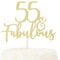 LOVENJOY 55 and Fabulous Birthday Cake Topper 55 Cake Decoration Gold Glittery for Happy 55th Birthday Party Decorating