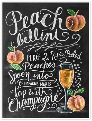 Peach Bellini Rezept (Englisch) Poster von Lily & Val 50 x 70 cm Wandbilder Wanddeko