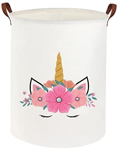 HIYAGON Einhorn-Wäschekorb, Mädchen, Kinderspielzeug, Aufbewahrungskorb, Organizer, Einhorn, für Mädchen, Schlafzimmer, Dekoration, Kleidung, Kinderzimmer (Mädchenzimmer-Dekor)