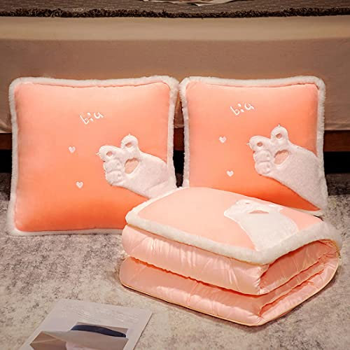 ACGrade Kissendecke, Reisekissen und Decke Set für Flugzeuge, Kissendecke 2 in 1, Tragbare Leichte Reisedecke Kissen, für Reisen und Outdoor Camping, 150 x 180 cm, Rosa