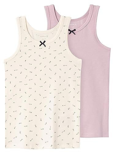 NAME IT Mädchen Nmftank Top 2p Buttercream Floral Noos Unterhemden, Buttercream, 110 EU