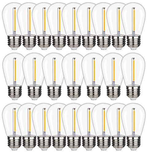 YIMILITE S14 Outdoor String Light Bulbs, Shatterproof Replacement Bulbs, 1W Equivalent to 10W, Waterproof 2200K Warm White Led Light Bulbs, E26 Base 25 Pack