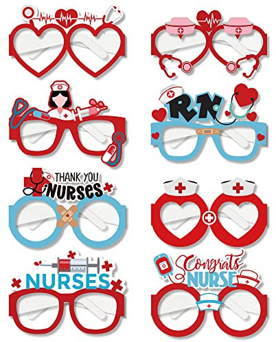 8 Stücke nerven Brille Krankenschwester Abschlussfeier Dekorationen RN Glückwunsch graduierte Brille für Krankenschwester 2025 Abschluss Pflege Festival Party Dekorationen Foto Requisite Vorräte