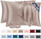 Vielit 2er Set Satin Kissenbezug 50x70 Braun, Weich wie Seidenkissenbezug,Bessere Pflege als Silk Pillosecase,Satin Kopfkissenbezug 50x70 Kissenhülle für Haar und Haut mit 2 Haargummis