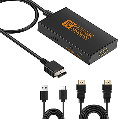 ZUKVYE PS2 to HDMI Converter Adapter for HDTV HDMI Monitor Compatible with PS1/PS2/PS3 Game Consoles with HDMI Cable