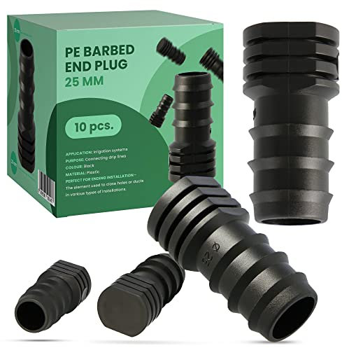 10x PE-Rohr Endkappe 25mm Endstück Steckverbinder Garten Bewässerung Endstopfen Stecker Verschluss für Tropfschlauch Perlschlauch Schläuche Wasserrohr Verbinder Garten Wasserleitung Stecksystem
