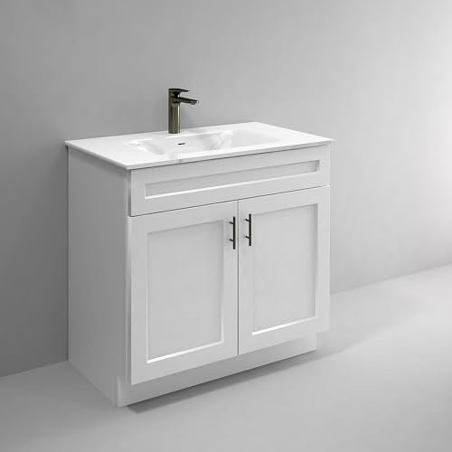 White Shaker Sink Base Bathroom Vanity Ready-to-Assemble Cabinet 24/30/36 Wide (36 Width)