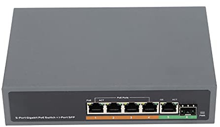 POE-Switch, 5 Port Full Gigabit SFP Optical Fiber Interface IEEE802.3af/at 65W Netzwerkgerät Entspricht Den Standards IEEE 802.3, IEEE 802.3u, IEEE802.3z und IEEE802.3ab (EU-Stecker)