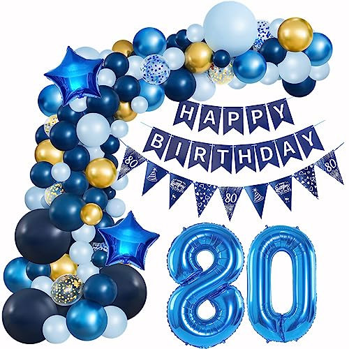 Ballons Girlande Blau 80 Geburtstag Mann deko Blau Luftballon 80. Geburtstag deko Mann Geburtstagsdeko 80 Jahre Mann Deko 80. Geburtstag Männer blau Luftballon Girlande blau 80. Geburtstag Männer