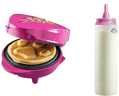 Bestron Paw Patrol Waffeleisen, Mini-Waffeleisen im einzigartigen Paw Patrol Design, Waffelgröße: Ø 10cm, offizielles Lizenzprodukt Teigportionierer mit Skala, Teigdosierer für 700 ml, Vorteilspaket