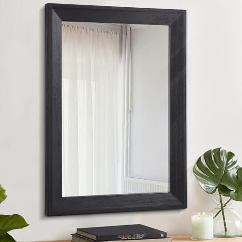 AAZZKANG Großer Spiegel für Wand,schwarz,70 x 50 cm,rechteckig,Holzrahmen,dekorativer Wandspiegel für Schlafzimmer,Wohnzimmer