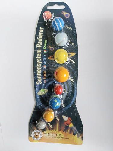 TRENDHAUS 959256 SPACE ADVENTURE Sonnensystem-Radierer 8er-Set - Planeten-Radiergummi für Kinder – Spielerische Weltraum-Lernhilfe