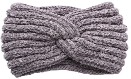 axy Damen Strick Haarband mit Twist Knoten Winter Stirnband, Headband gestrickt Haarbänder HBW3 (Grau)