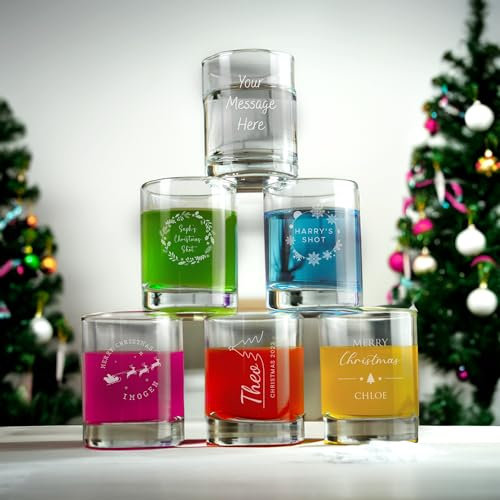 So Bespoke Engraved Christmas Shot Glass Personalised X6
