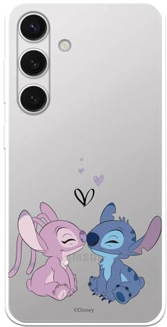 Schutzhülle kompatibel mit Samsung Galaxy S24, offizielles Disney Angel & Stitch-Kuss, zum Schutz Ihres Mobiltelefons, transparente Silikonhülle, flexibel, mit offizieller Lizenz von Lilo & Stitch