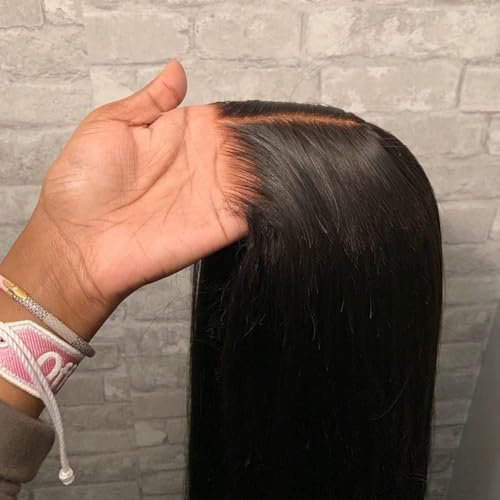 18 Pouces Glueless Wig Human Hair Straight Perruque Femme Naturelle Brésilien, Pre-cut Hd Lace Perruque Sans Colle Couleur Naturelle Noeuds Blanchis Human Hair Wigs For Black Women Beginner Friendly.