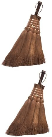 Beavorty Broom Natural 2pcs Household Cleaner Whisk Hand Broom Mini Sweep Cleaner Mini Straw Broom Whisk Broom Floor Household Brooms Whisk Sweeping Wooden Tea Ceremony Accessories Small