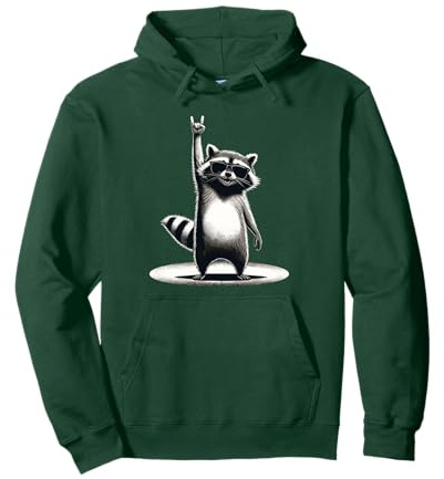 Retro Waschbär Rock Musik Geschenk Männer Kinder Frauen Lustiger Waschbär Pullover Hoodie
