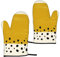 COMAAM Lot de 2 gants isolants jaune moutarde et noir pour four à micro-ondes pour barbecue, cuisine et pâtisserie