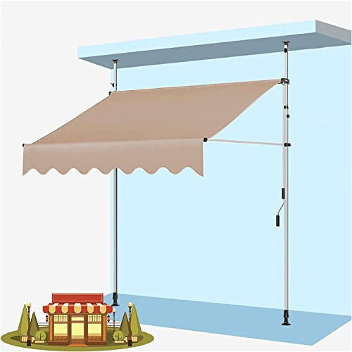 Markise Klemmmarkise Markise Klappbare Markise für den Außenbereich mit Standstange, manuell einziehbares Markisenfenster, höhenverstellbar 200–300 cm, UV-Regen-Schnee-Schutz, Balkon, Garten, Terrass