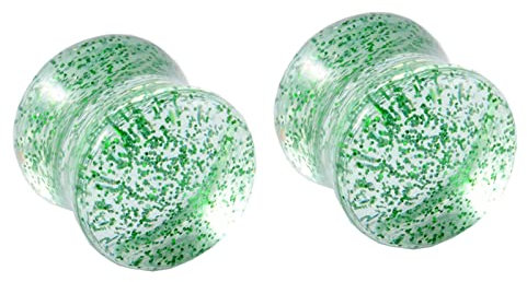 BCughia Acryl Tunnel Ohr 16mm Ohrringe Herren Tunnel mit Grün Paillette Ohr Plug Set, 2 Stück