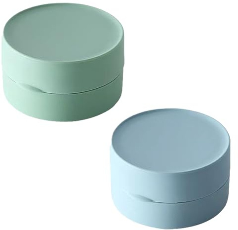 2 Packs Plastic Travel Soap Dish Holders with Lid - Leakproof & Portable Round Sealed Dishes for Bathroom Soap Bar Box
