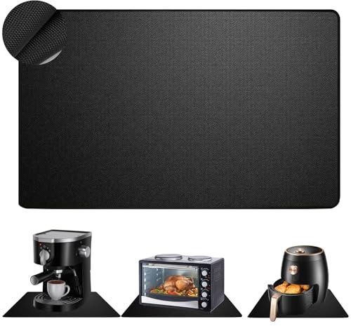 lafo Hitzebeständige Unterlage Feuerfeste Silikonmatte 60x40cm Anti-Rutsch Hitzeschutzmatte für Kaffeemaschine Mikrowelle Airfryer Küchenarbeitsplatte Wasserdicht Schwarz (60 * 40)