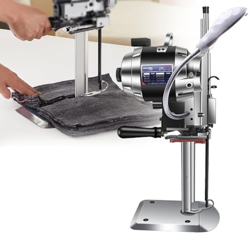 QFGain Taglierina per Tessuti, Macchina per Tagliare Tessuti con Luce A LED, Macchina per Tagliare Tessuti Industriale Taglierina Elettrica per Tessuti con Affilatura Automatica della Lama,10in