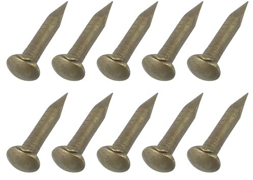 sourcing map 200Pcs Small Hardware Nails, 1.2 x 8mm Brass Round Head Nail Common Finishing Nail for Household Woodworking Picture Hanging DIY Projects, Bronze