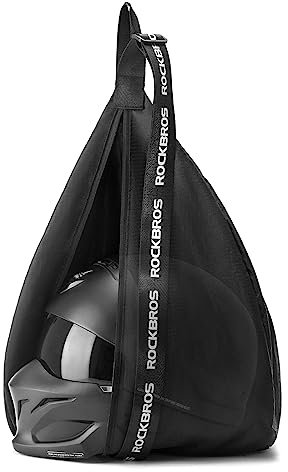 ROCKBROS Helmtasche Motorrad Helmbeutel 15L Helmsack Tasche mit 63-105cm Einstellbarer Schultergurt Reflektor Tragbarer Rucksack für Motorradhelm Fahrradhelm Basketball