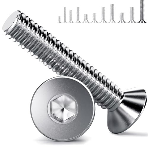 YOOPI M6 - Viti a testa svasata M6 x 30 mm, in acciaio inox A2 V2A, viti a testa svasata M6, DIN 7991, filettatura completa per macchine, dispositivi e mobili