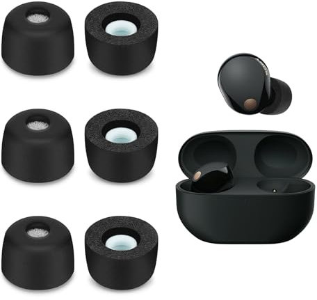 Seminer 3 Pairs Replacement In-Ear Headphones Compatible with Sony WF-1000XM5, Padded Earplugs In-Ear Earphones (L, Black)