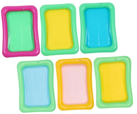 BESTonZON 6pezzi Vassoio Gonfiabile Per Bevande e Cibo Da Buffet Porta Snack Galleggiante Per Festa Piscina Design Leggero e Compatto Resistente Mix