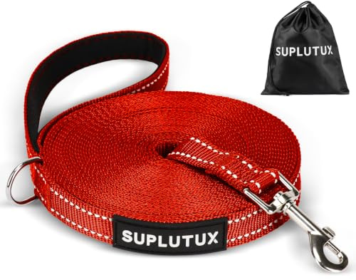 Correa Perro, Correa para Perros Reflectante, Longitud Ajustable de 3m 5m 10m 15m 20m 25m 30m en Nylon Resistente con Mosquetón Metálico, Visibilidad Nocturna para Paseos Seguros (Rojo, 3m)