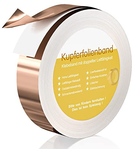 Cong.Lai Kupferband Gegen Schnecken Schneckenschutz 30mm x50m, Hochbeete für Garten Schneckenzaun, Selbstklebend EMI Abschirmband, Selbstklebend Kann ersetzen Schneckenkorn, Schneckenkragen