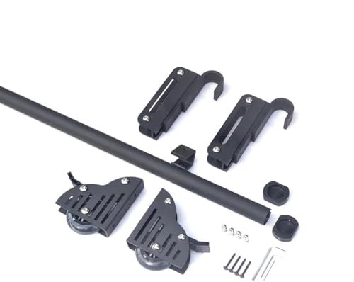 Hook on Sliding Library Ladder Hardware Rolling Full Set Track Kit, Telescopic Upper Hook Roller, Floor Wheels with Brakes (No Ladder), Multi-use for Loft Stairs/Bookshe(Size:16 ft/488 cm track kit)