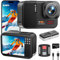 Euorosi 4K 60FPS 48MP WiFi Action Camera with Touch Screen, 50FT Underwater Waterproof Camera, No Case Needed, EIS Motorcycle Camera, 8X Zoom, 64GB Card, Remote Control, Batteries & Mounting Kits