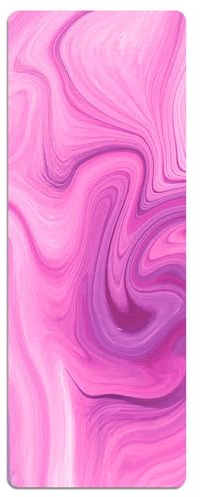 Hixingo Klappbare Yoga Matte, Yogamatte Rutschfest Schweißabsorbierend, Bunte Textur Gymnastikmatte Absorbiert Wasser Sportmatte Pilates Fitnessmatte für Gym, Zuhause, Workout (Rosenrot,183x68cm)