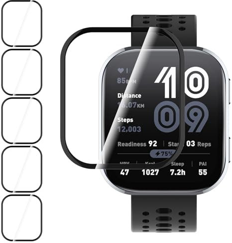 Hianjoo 6 Piezas Protector Pantalla Compatible con Amazfit Bip 6, Bip 6 Protector de Pantalla Premium Cobertura Completa Film Láminas [Resistente a Rayones] [Anti-Shatter]
