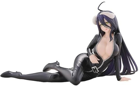 Epitome Albedo Figur Overlord Anime Figur Schwarz Lederjacke Ver. Statue Cartoon Charakter PVC Modell Desktop Ornamente Dekoration Souvenir Sammlung Geschenk für Fans
