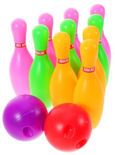 WEKAMOS 1 Satz Bowlingspiel für Interaktives Indoor mit Bunten Kegeln und Bällen für Familienspaß und Eltern Junge Mädchen Bindung Fördert die Motorischen Fähigkeiten Spielvergnügen