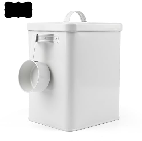 Contenitore Crocchette Cane 6L, Scatola per La Polvere da Lavaggio con Coperchio e Cucchiaio Incluso, Contenitore Ermetico Crocchette Cane, Cibo per Gatti, Chicchi di Caffè (Bianco)