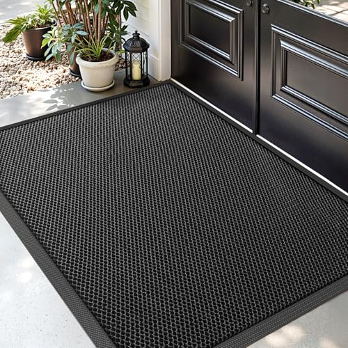 DEXI Fußmatte außen 90 x 150 cm, rutschfeste Schmutzfangmatte, Schwarz | langlebig Fußabtreter Außenbereich, robust Fussmatte Aussen, wasserdichte Türmatte für den Eingang, Haustür & Flur