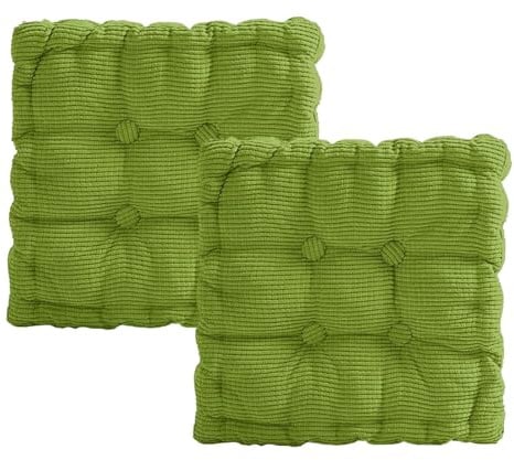 bechoanigel 2er Set Sitzkissen, Dickes Stuhlkissen 40x40cm, Sitzpolster Outdoor & Indoor, für Gartenstuhl, Küche, Balkon, Esszimmer (Grün, Quadratisch)