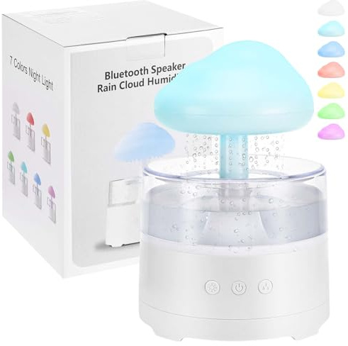 Regen Wolken Luftbefeuchter 400ML Wasser-Tropfpilz-Luftbefeuchter | Mit 3 Modi Und 7 Farben, LED-Lichtern Schlafzimmer Regentropfen Luft luftbefeuchter Air Humidifier