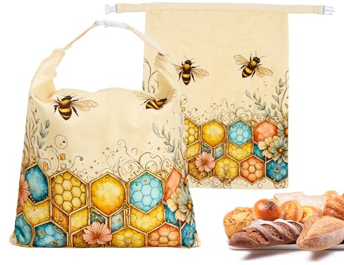 Beeswax Bread Bags for Homemade Sourdough 2 Pack Large Bees Wax Bread Bag