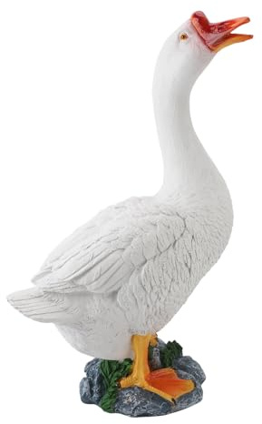 Xiuganpo Auffällige Gänse-Gartenfigur, Bauernhoftierfigur, Harzskulptur für die Platzierung Im Freien (Stil 1)