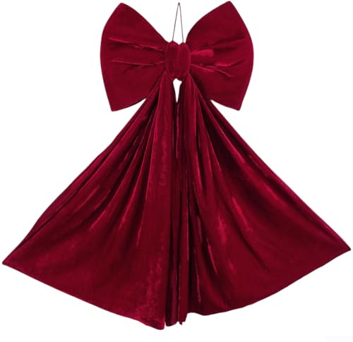 Große Samtschleife, 41 x 7,5 x 87 cm, Weihnachtsbaumschmuck, Türdekoration, festliche Feiertagsdekoration für Zuhause und Einkaufszentrum (Trompete)
