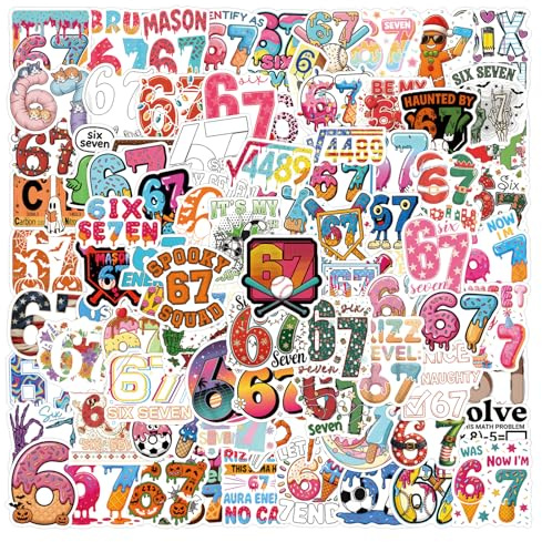 110 Sticker Pack - “Six Seven” Meme Aufkleber, Wasserdichte Vinyl-Sticker für Handy, Laptop, Trinkflasche | Trendiges Geschenk für Teens & Erwachsene